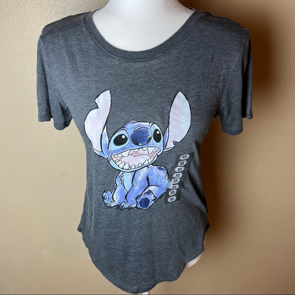 Disney Lilo & Stitch Graphic T-shirt Charcoal Gray - Juniors Size XS